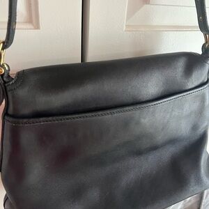 Elegant Black Leather Coach Shoulder Bag